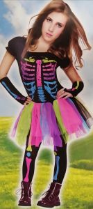 Kids Costumes to Hire - Skeleton NEON - Girl